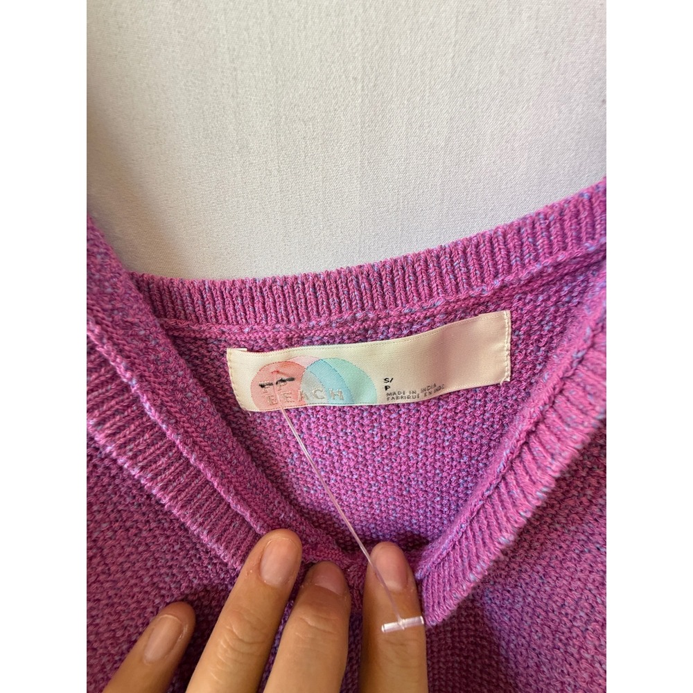 Free People Beach Purple Knit V-Neck Tie Shoulder Sweater Tank Top‎ Small - Picture 3 of 7